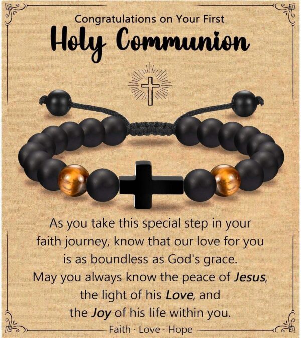 komi men's tiger eye stone bracelet hand woven rope adjustable cross bracelet