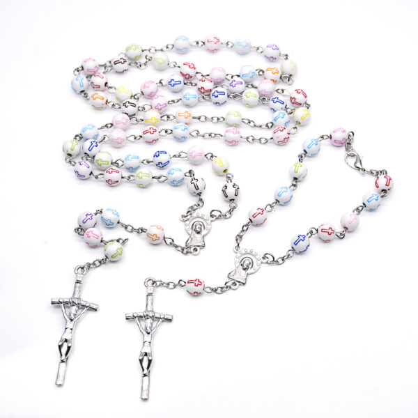Komi Catholic Colorful Cross Beads Catholicism Religious Gift Crucifix Pendant Rosary Bracelet