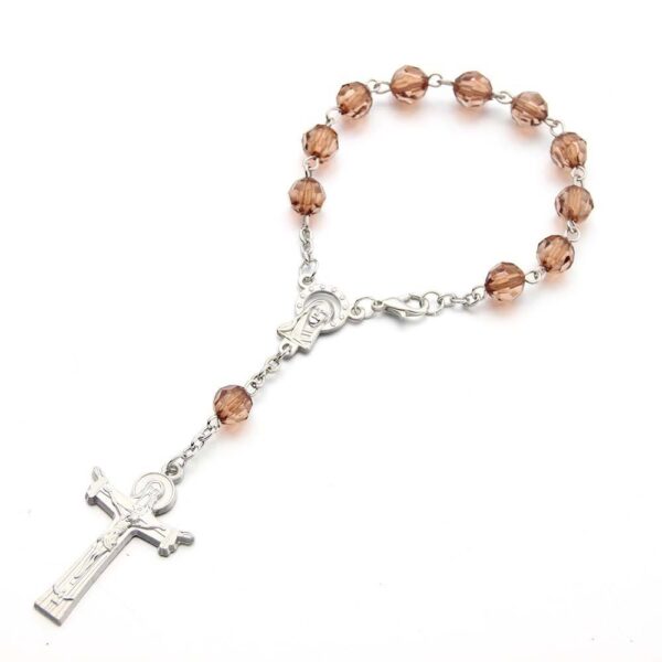 Komi Wholesale Acrylic Beads Catholic Bracelets Cross Pendant Goddness Rosary Prayer Promotion Bracelets