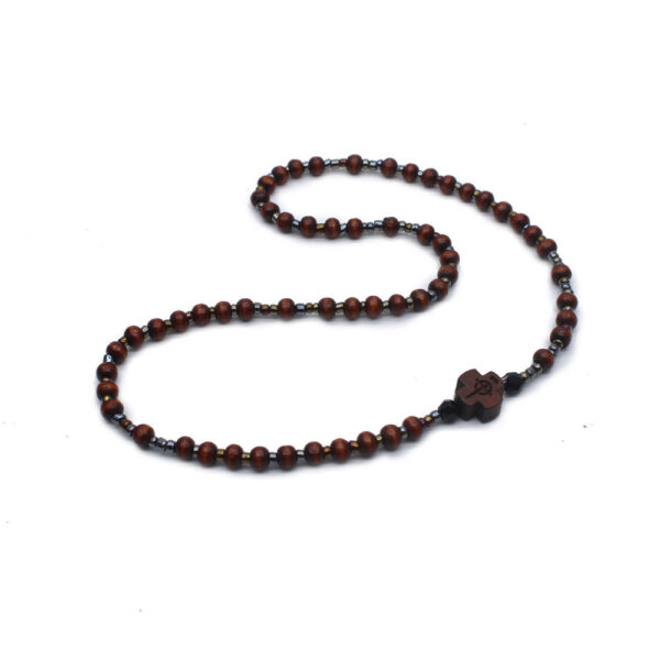 Wholesale 59 Mini Rosary Beads Wood Bead Elastic Yago Black Cross Beads Rosary Filament Wrist Bracelet for Men