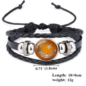 komi leather bracelets bangles glass saudi arabia culture medal multiple layered wristband bracelet jewelry metal beads bracelet