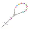 Hccba0e6f9fa14bb7a3c67833dfd65eceY Komi Colorful Heart Shaped Plastic Beads Jesus Cross Pendant Decade Catholic Children Pray Religious Rosary Bracelet