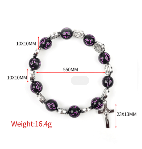 Fashion Acrylic Rosary Bracelet Religious Jewelry Round Hole Religious Figures Jesus Cross Gift Spot Wholesale
