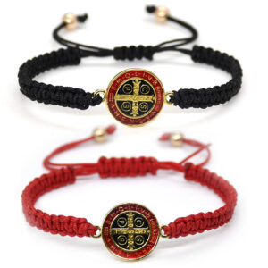 komi rosary adjustable cross wood bracelet catholic saints jesus prayer woven rope bracelets (复制)