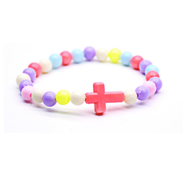 Komi Wholesales Plastic Colorful Beads Cross Catholicism Children Religious Gift Bracelet