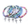 Komi Colorful Bohemian Style Polymer Soft Clay Christ Cross Pendant Elastic Rope Cross Border Bracelet