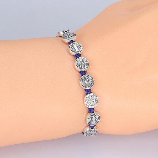 komi new saint benedict double sided oval beads alloy woven bracelet