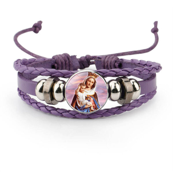 komi layered pu leather bracelets with round miraculous jesus virgin mary figures medal beads wristband bangle bracelet komi layered pu leather bracelets with round miraculous jesus virgin mary figures medal beads wristband bangle bracelet