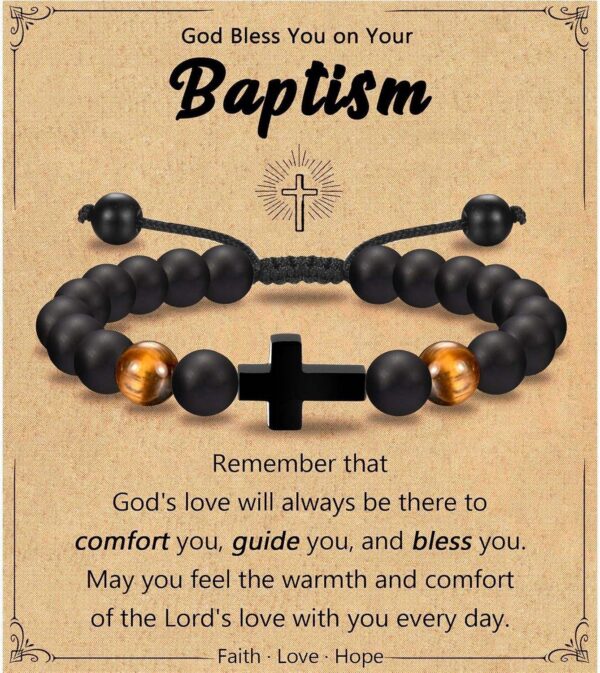 komi men's tiger eye stone bracelet hand woven rope adjustable cross bracelet