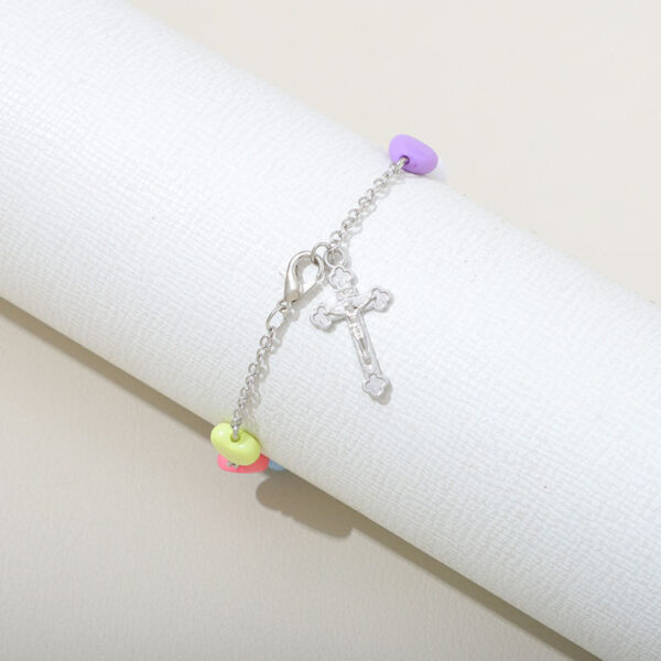 Komi Colored Heart Shaped Chaplet Holy Rosary Beads with Crucifix Bracelet Virgin Mary Children Rosary Bracelet