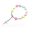 Komi Colored Heart Shaped Chaplet Holy Rosary Beads with Crucifix Bracelet Virgin Mary Children Rosary Bracelet