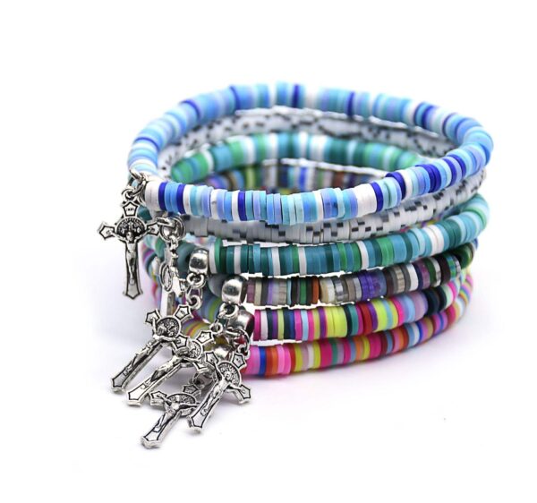 Komi Colorful Bohemian Style Polymer Soft Clay Christ Cross Pendant Elastic Rope Cross Border Bracelet
