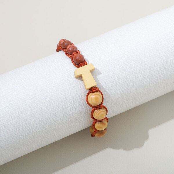 religious handwoven rosary bracelet saint mary wood beads stone beads beaded bracelet cross classic prayer bracelet