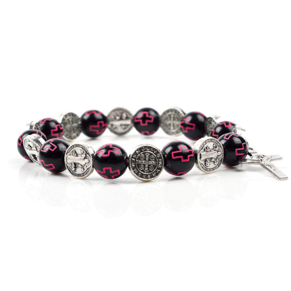 Fashion Acrylic Rosary Bracelet Religious Jewelry Round Hole Religious Figures Jesus Cross Gift Spot Wholesale