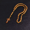 New Wooden Rosary Beads Cross Pendant Long Necklace for Women Men Catholic Christ Religious Jesus Rosary Jewelry Gift RN-029