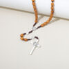 2024 Handmade Wooden Rosary Cross Pendant Necklace Weave Round Antique Vintage Catholic Religious Jesus Jewelry Wholesale