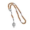 komi handmade wooden beads woven rope alloy jesus cross rosary pendant necklace miracle medal saint benedict jewelry