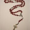 hot selling red wooden beads rosary saint benedict medal center jesus cross religious jewelry necklace bracelet sets