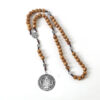 komi handmade wooden beads woven rope alloy jesus cross rosary pendant necklace miracle medal saint benedict jewelry