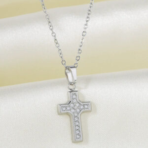 komi silver cubic zirconia cross necklace for women stainless steel zircon faith cross pendant necklaces jewelry gifts for girls