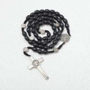 Handmade Wooden Rosary Cross Pendant Necklace Weave Round Antique Vintage Catholic Religious Jesus Jewelry Wholesale RN-017