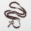 rosary gift prayer 8*10mm engraved wooden beads saint benedict alloy jesus cross necklace beads religious jewelry rn 176