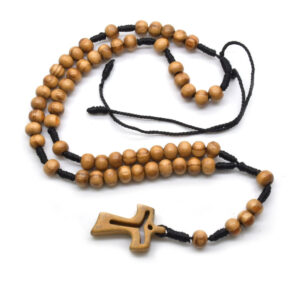 komi rosary necklace wooden cross hand braided rope jewelry car hanging hand accessories