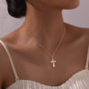 komi faith cross necklace for women dainty silver gold copper shell cross pendant necklace christian religious jewelry gifts