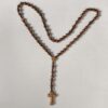 komi ebony 8mm /6mm log beads hand woven three dimensional carved cross necklace