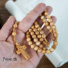 KOMI 2024 New Olive Wood Rose Handmade Rope Rosary Necklace