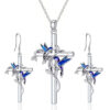 komi enamel bird cross necklace earrings sets for women silver cross pendant necklace bird cross drop dangle earrings for women komi enamel bird cross necklace earrings sets for women silver cross pendant necklace bird cross drop dangle earrings for women