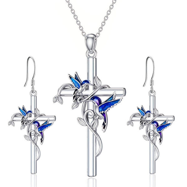komi enamel bird cross necklace earrings sets for women silver cross pendant necklace bird cross drop dangle earrings for women komi enamel bird cross necklace earrings sets for women silver cross pendant necklace bird cross drop dangle earrings for women