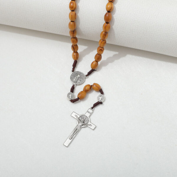 d98a3589ee7318453cd522c2aaa469d7_H2f612d86d478451885698c1b021eba24g_avif=close&webp=close Wooden Rosary Cross Pendant Necklace Weave Round Vintage Catholic Religious Saint Benedict Jesus Jewelry Wholesale RN-175