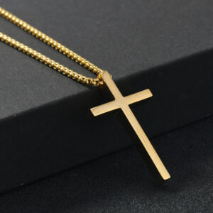 komi hot selling stainless steel jewelry men's cross titanium steel necklace