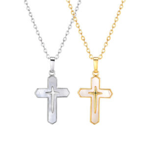 komi faith cross necklace for women dainty silver gold copper shell cross pendant necklace christian religious jewelry gifts