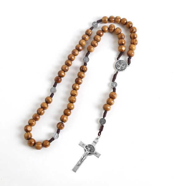 komi handmade wooden beads woven rope alloy jesus cross rosary pendant necklace miracle medal saint benedict jewelry komi handmade wooden beads woven rope alloy jesus cross rosary pendant necklace miracle medal saint benedict jewelry