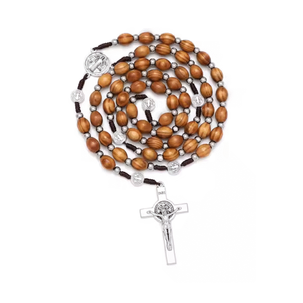 2024 Wooden Rosary Necklaces High Quality Good Wood Beads Rosary Necklace Cross Pendants Christ Jesus Religious Pray Jewelry