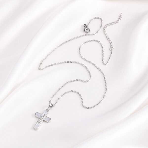 komi faith cross necklace for women dainty silver gold copper shell cross pendant necklace christian religious jewelry gifts