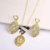 komi copper gold plated madonna jesus pendant religious necklace earrings jewelry set komi copper gold plated madonna jesus pendant religious necklace earrings jewelry set