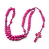 Colored Wooden Beads Religious Rosary Cross Necklace Pendants Rosary Handmade Woven Catholic Jewelry Wholesale
