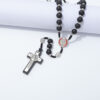 hot sale wooden rosary vintage virgin mary center beads jesus cross pendant prayer jewelry necklace