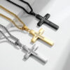 komi stainless steel diamond cross zircon smooth simple cross pendant necklace