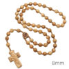 komi hot selling rose rosary 7/8mm bracelet with olive wood rope religious jewelry
