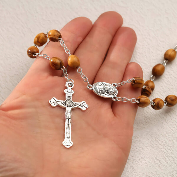 komi handmade wooden rosary beads necklace dangle charm cross necklace for men wood beaded chain cross pendant necklaces for men