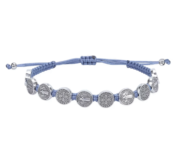 komi new saint benedict double sided oval beads alloy woven bracelet