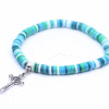 Komi Colorful Bohemian Style Polymer Soft Clay Christ Cross Pendant Elastic Rope Cross Border Bracelet
