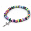 Komi Colorful Bohemian Style Polymer Soft Clay Christ Cross Pendant Elastic Rope Cross Border Bracelet