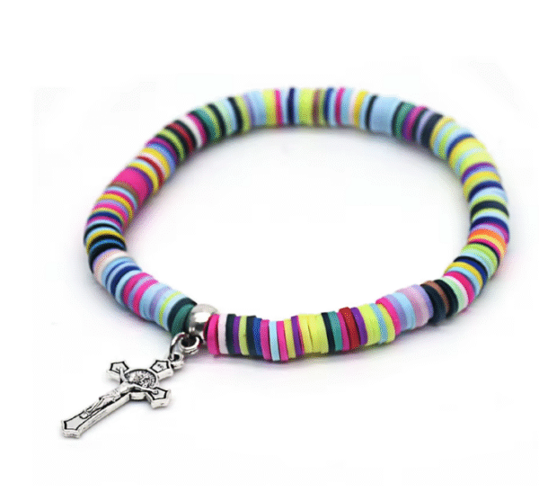 Komi Colorful Bohemian Style Polymer Soft Clay Christ Cross Pendant Elastic Rope Cross Border Bracelet