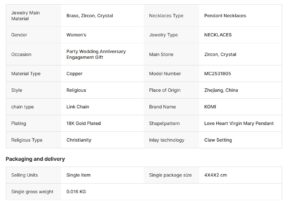 komi 18k gold plated cz heart virgin mary pendant necklace for women wedding necklaces gold virgin mary love heart necklace gift