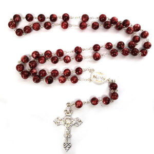 Hot Sell Rosary Glass Beads Necklaces Jesus Virgin Mary Catholic Religious Rosary Necklace for Pary
